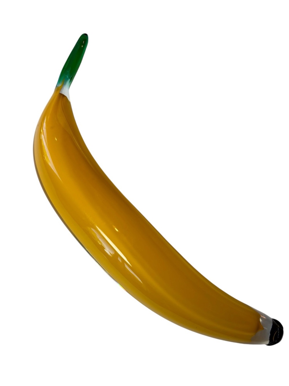 Murano Style Art Glass Banana Figurine Yellow Green Hand Blown 11”